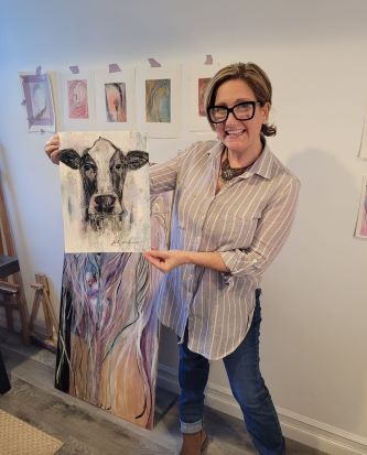 Art work by local artist Danah Beaulieu on display and available for purchase at Wrobel Massage Therapy in Kingsville, Ontario.