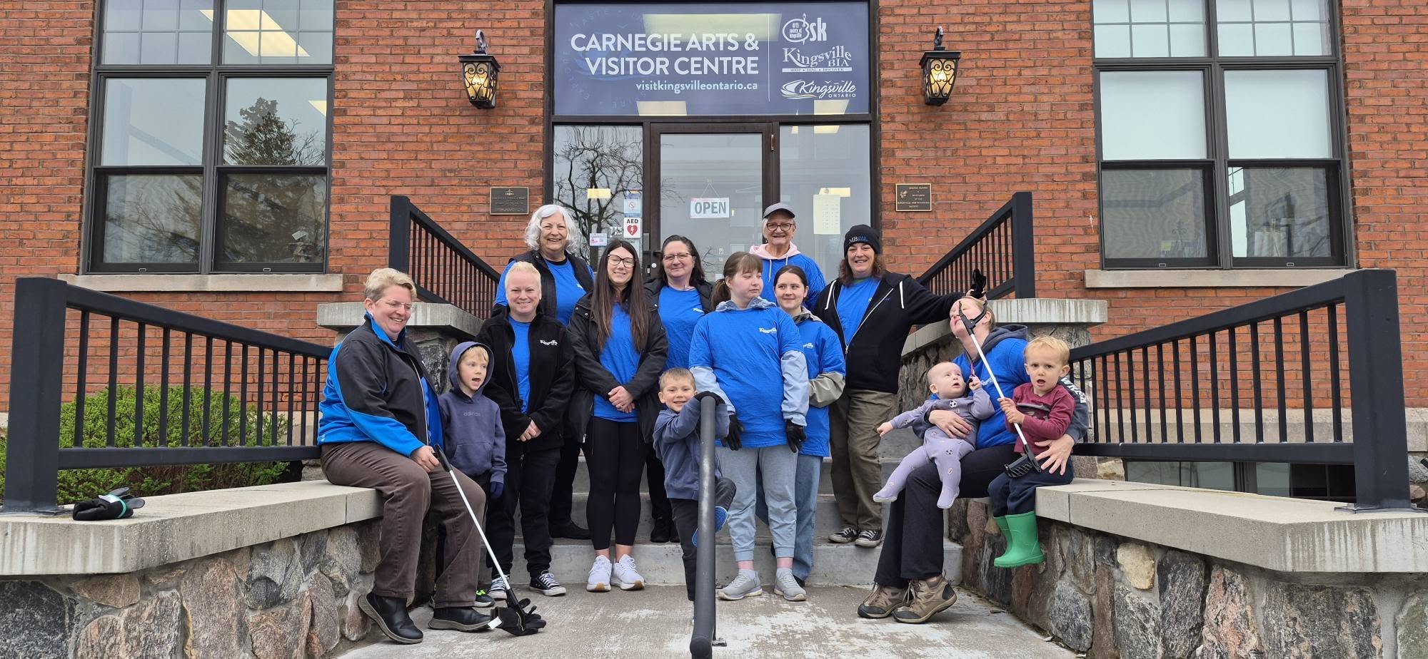 The Wrobel Massage Therapy team participating in a community cleanup event organized with the Kingsville BIA and sponsored by the Rotary Club of Kingsville Southshore.