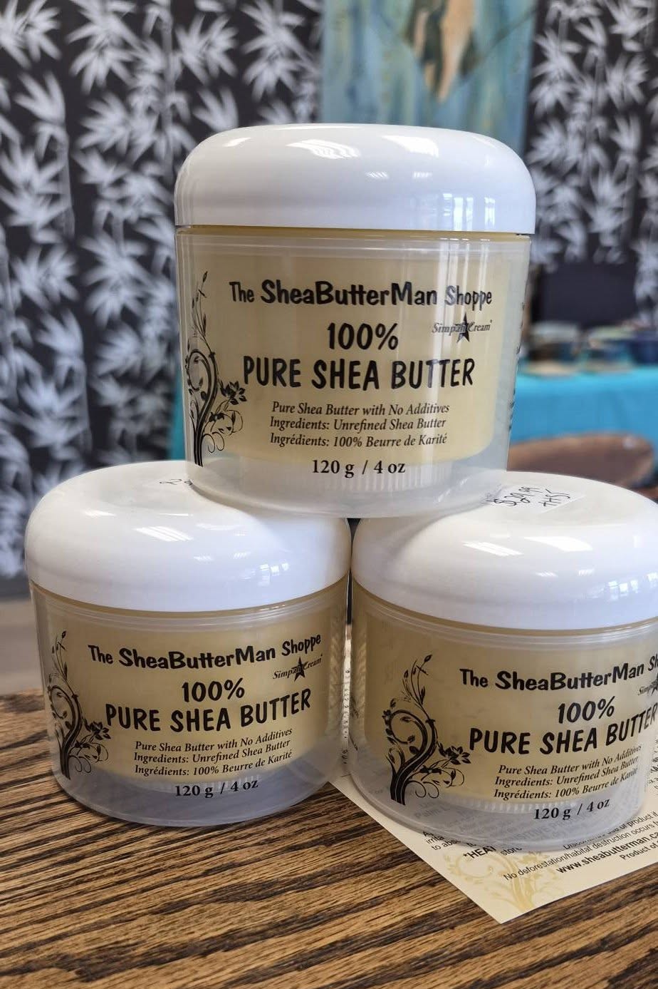 Shea butter cream, esthetician Steph Bradley's favorite cream for cracked heels, skin, and scalp, containing vitamins A, E, and F at Wrobel Massage Therapy in Kingsville.